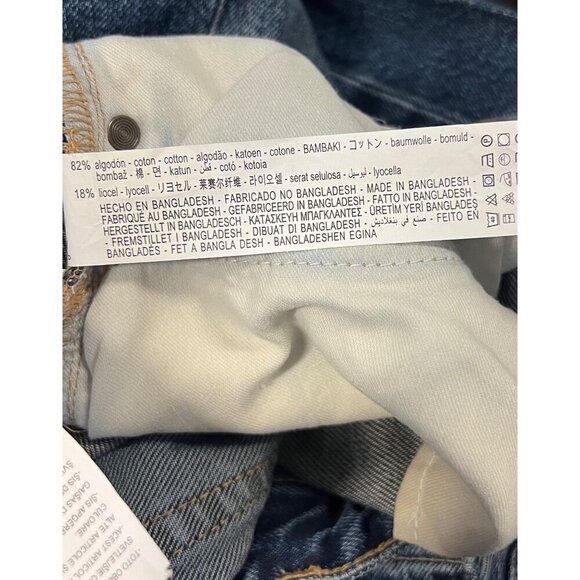 Zara Womens Mid-Rise Full Length Wide Shifted Denim Jeans Size 8 Dark Wash New - Picture 9 of 9